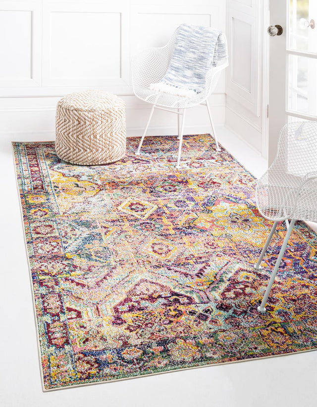 Multicolor 4' 1 x 6' 1 Monterey Rectangle Area Rug 100% Polypropylene Colorful Easy Clean Traditional Carpet for Living Room, Bedrooms, Dining, Kitchen for Sale at Rug Engine