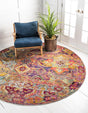 Multicolor 8' x 8' Monterey Round Area Rug 100% Polypropylene Colorful Easy Clean Traditional Carpet for Living Room, Bedrooms, Dining, Kitchen for Sale at Rug Engine
