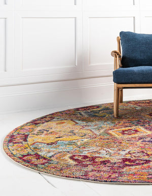 Multicolor 6' 1 x 6' 1 Monterey Round Area Rug 100% Polypropylene Colorful Easy Clean Traditional Carpet for Living Room, Bedrooms, Dining, Kitchen for Sale at Rug Engine