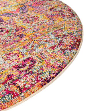 Multicolor 8' x 8' Monterey Round Area Rug 100% Polypropylene Colorful Easy Clean Traditional Carpet for Living Room, Bedrooms, Dining, Kitchen for Sale at Rug Engine