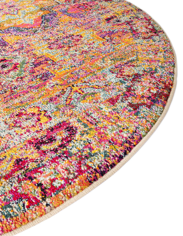 Multicolor 8' x 8' Monterey Round Area Rug 100% Polypropylene Colorful Easy Clean Traditional Carpet for Living Room, Bedrooms, Dining, Kitchen for Sale at Rug Engine