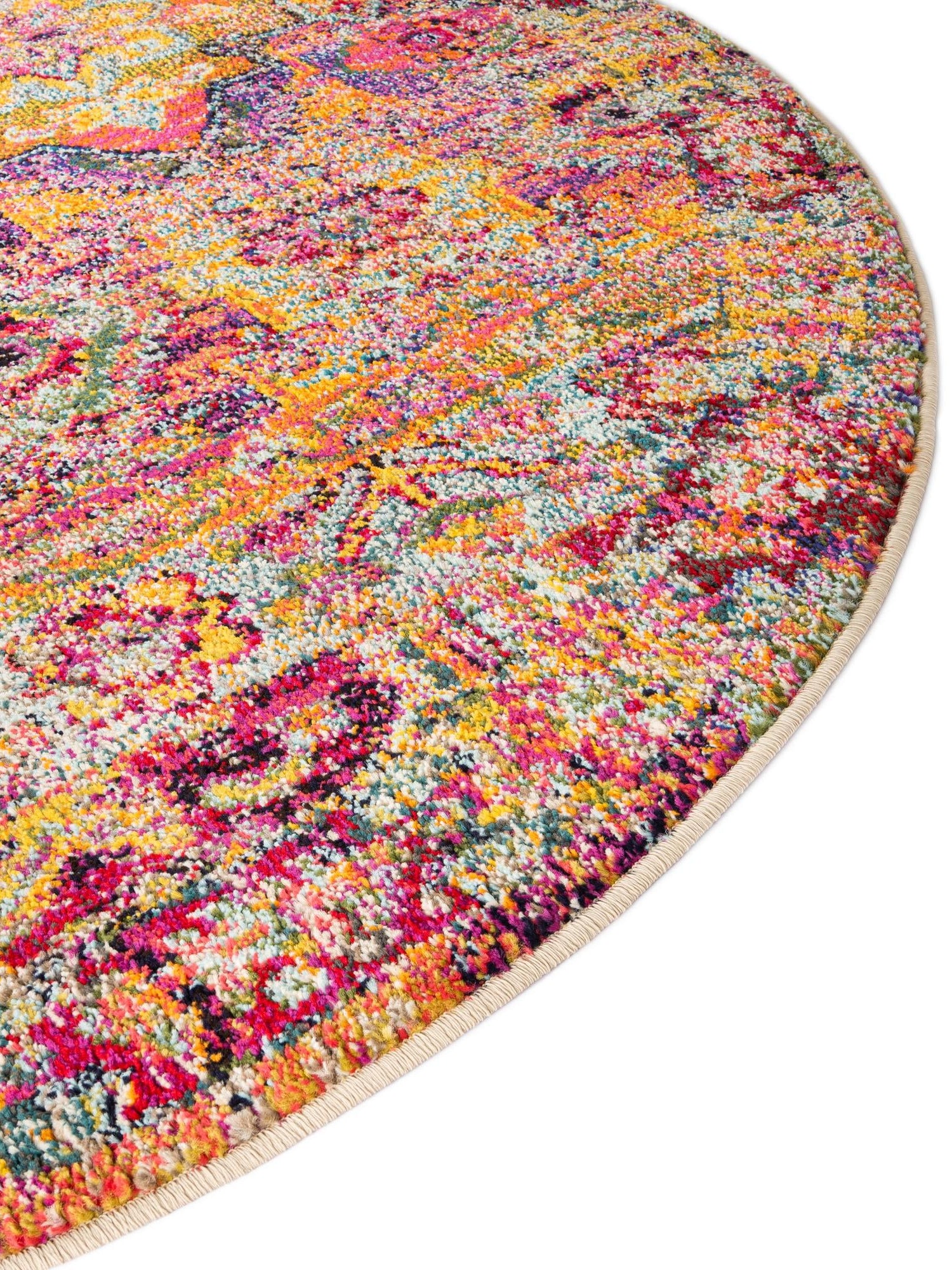 Multicolor 6' 1 x 6' 1 Monterey Round Area Rug 100% Polypropylene Colorful Easy Clean Traditional Carpet for Living Room, Bedrooms, Dining, Kitchen for Sale at Rug Engine