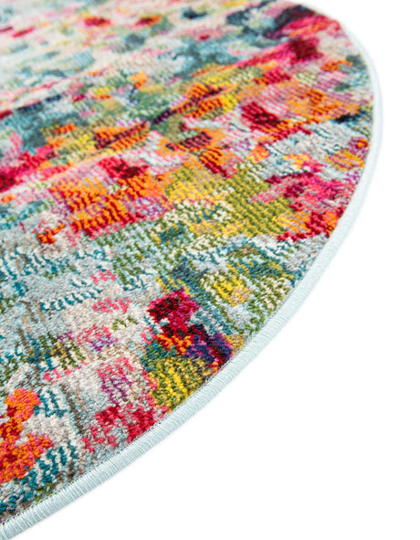 Multicolor 6' 1 x 6' 1 Chromatic Round Area Rug 100% Polypropylene With Cotton Backing Abstract Modern Colorful Carpet Mat for Home Decor & Interior Design for Sale at Rug Engine