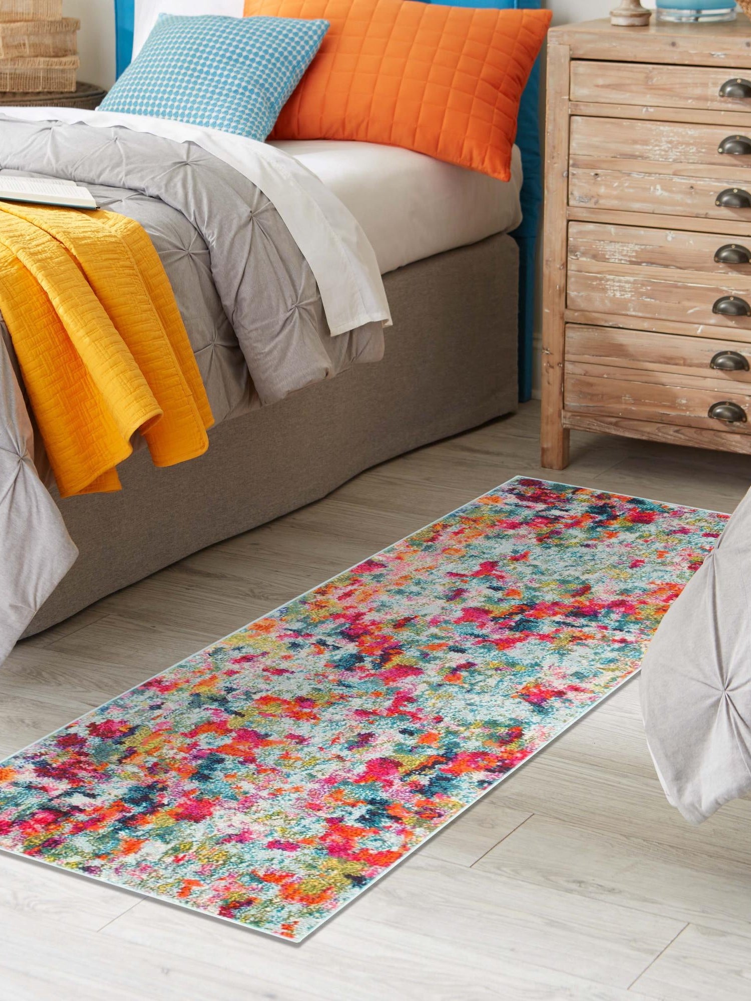 Multicolor 2' 2 x 6' Chromatic Runner Area Rug 100% Polypropylene With Cotton Backing Abstract Modern Colorful Carpet Mat for Home Decor & Interior Design for Sale at Rug Engine