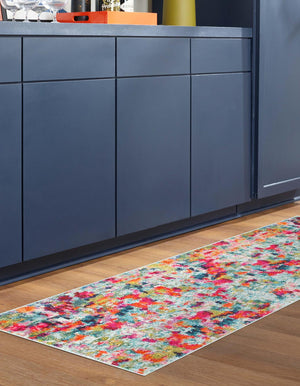 Multicolor 2' 2 x 6' Chromatic Runner Area Rug 100% Polypropylene With Cotton Backing Abstract Modern Colorful Carpet Mat for Home Decor & Interior Design for Sale at Rug Engine