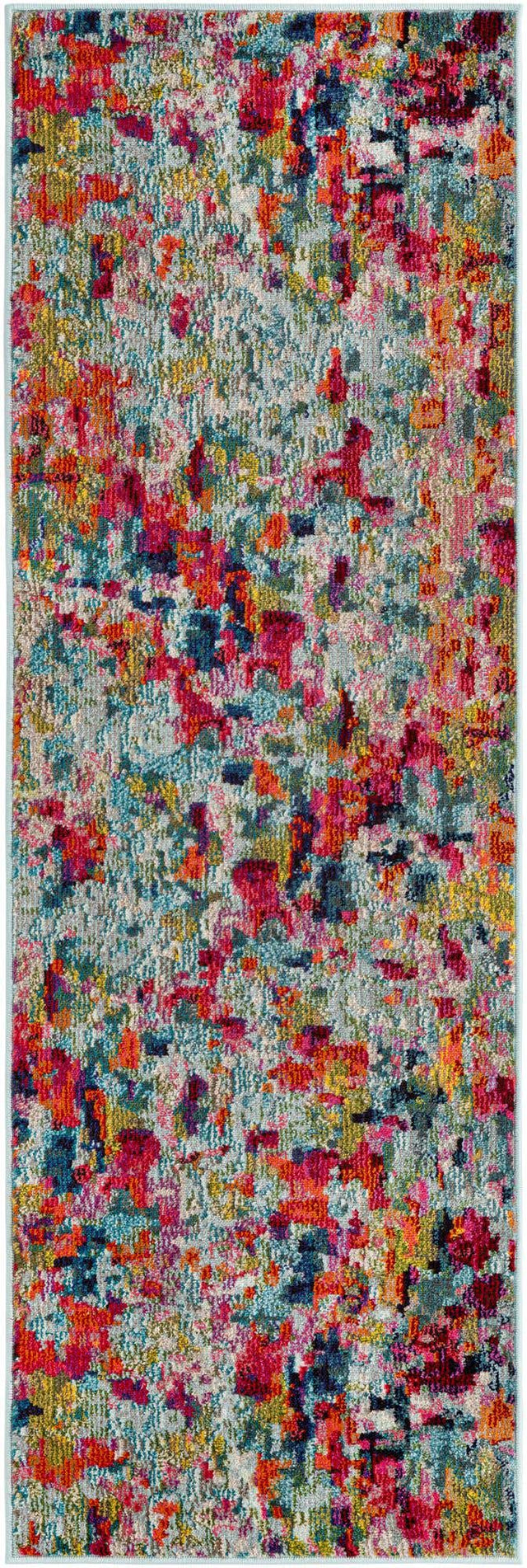 Multicolor 2' 2 x 6' Chromatic Runner Area Rug 100% Polypropylene With Cotton Backing Abstract Modern Colorful Carpet Mat for Home Decor & Interior Design for Sale at Rug Engine