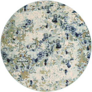 Light Blue 8' x 8' Chromatic Round Area Rug 100% Polypropylene With Cotton Backing Abstract Modern Colorful Carpet Mat for Home Decor & Interior Design for Sale at Rug Engine