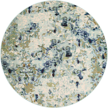 Light Blue 8' x 8' Chromatic Round Area Rug 100% Polypropylene With Cotton Backing Abstract Modern Colorful Carpet Mat for Home Decor & Interior Design for Sale at Rug Engine