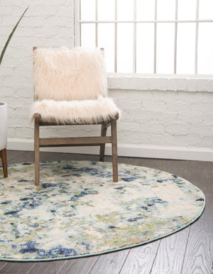 Light Blue 6' x 6' Chromatic Round Area Rug 100% Polypropylene With Cotton Backing Abstract Modern Colorful Carpet Mat for Home Decor & Interior Design for Sale at Rug Engine