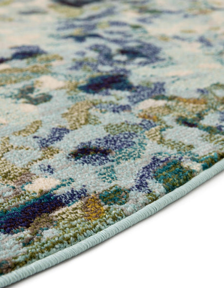 Light Blue 6' x 6' Chromatic Round Area Rug 100% Polypropylene With Cotton Backing Abstract Modern Colorful Carpet Mat for Home Decor & Interior Design for Sale at Rug Engine