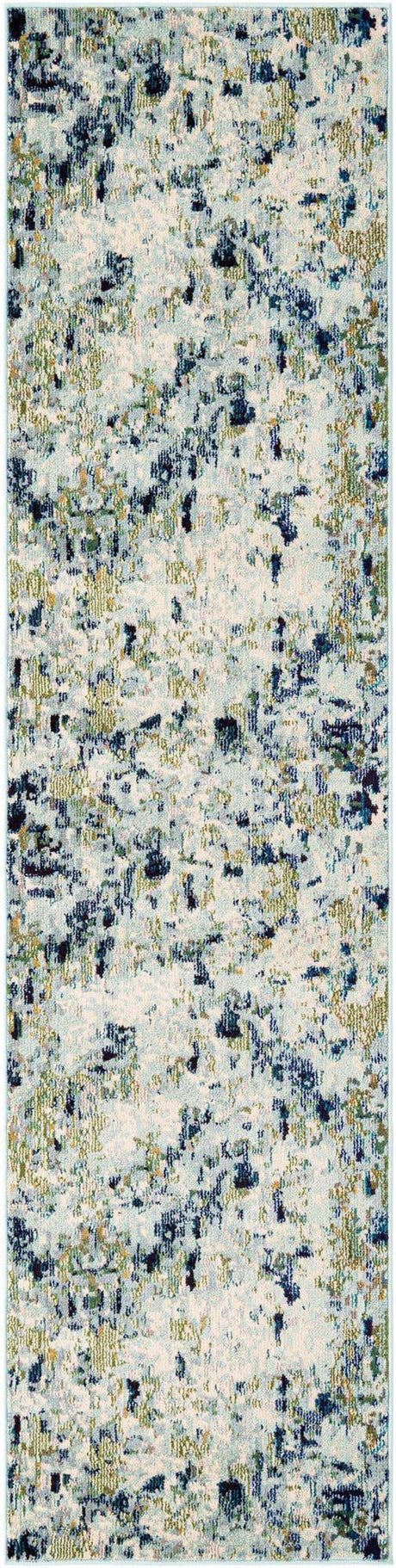 Light Blue 2' 7 x 10' Chromatic Runner Area Rug 100% Polypropylene With Cotton Backing Abstract Modern Colorful Carpet Mat for Home Decor & Interior Design for Sale at Rug Engine