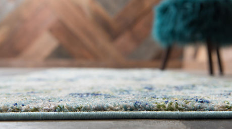 Light Blue 2' 2 x 6' Chromatic Runner Area Rug 100% Polypropylene With Cotton Backing Abstract Modern Colorful Carpet Mat for Home Decor & Interior Design for Sale at Rug Engine