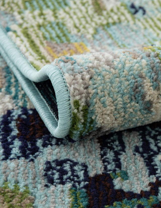 Light Blue 2' 2 x 6' Chromatic Runner Area Rug 100% Polypropylene With Cotton Backing Abstract Modern Colorful Carpet Mat for Home Decor & Interior Design for Sale at Rug Engine