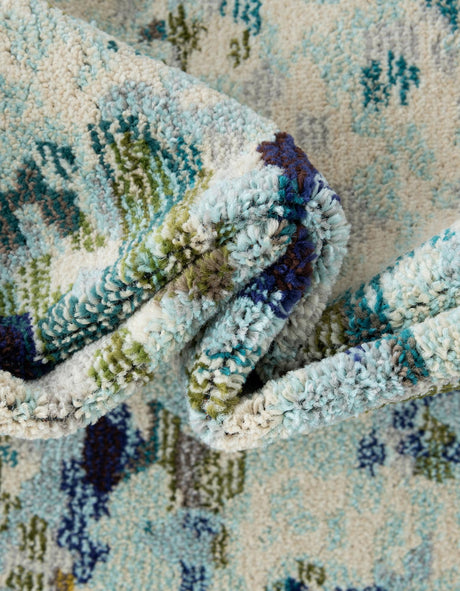Light Blue 2' 7 x 10' Chromatic Runner Area Rug 100% Polypropylene With Cotton Backing Abstract Modern Colorful Carpet Mat for Home Decor & Interior Design for Sale at Rug Engine