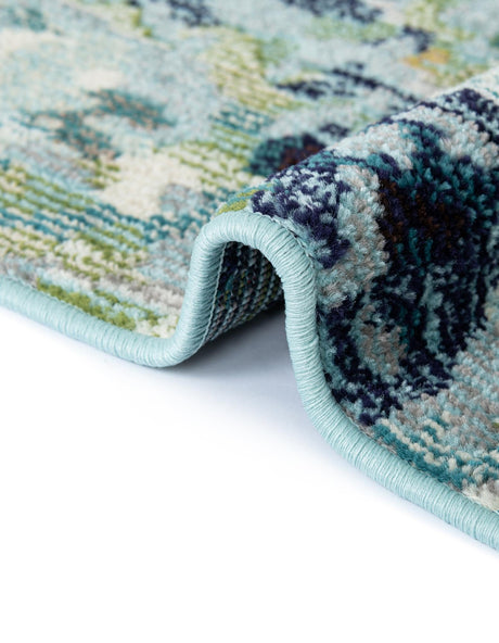 Light Blue 2' 7 x 10' Chromatic Runner Area Rug 100% Polypropylene With Cotton Backing Abstract Modern Colorful Carpet Mat for Home Decor & Interior Design for Sale at Rug Engine
