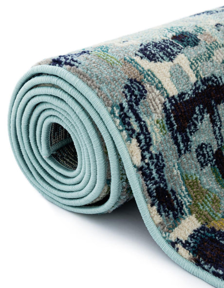 Light Blue 2' 2 x 6' Chromatic Runner Area Rug 100% Polypropylene With Cotton Backing Abstract Modern Colorful Carpet Mat for Home Decor & Interior Design for Sale at Rug Engine
