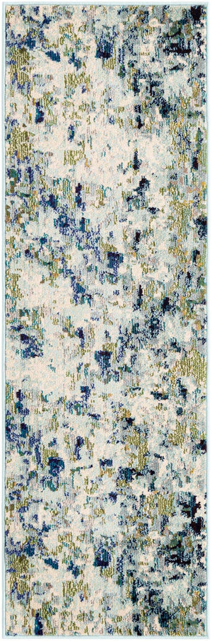 Light Blue 2' 2 x 6' Chromatic Runner Area Rug 100% Polypropylene With Cotton Backing Abstract Modern Colorful Carpet Mat for Home Decor & Interior Design for Sale at Rug Engine