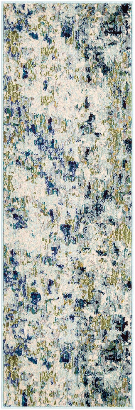 Light Blue 2' 2 x 6' Chromatic Runner Area Rug 100% Polypropylene With Cotton Backing Abstract Modern Colorful Carpet Mat for Home Decor & Interior Design for Sale at Rug Engine