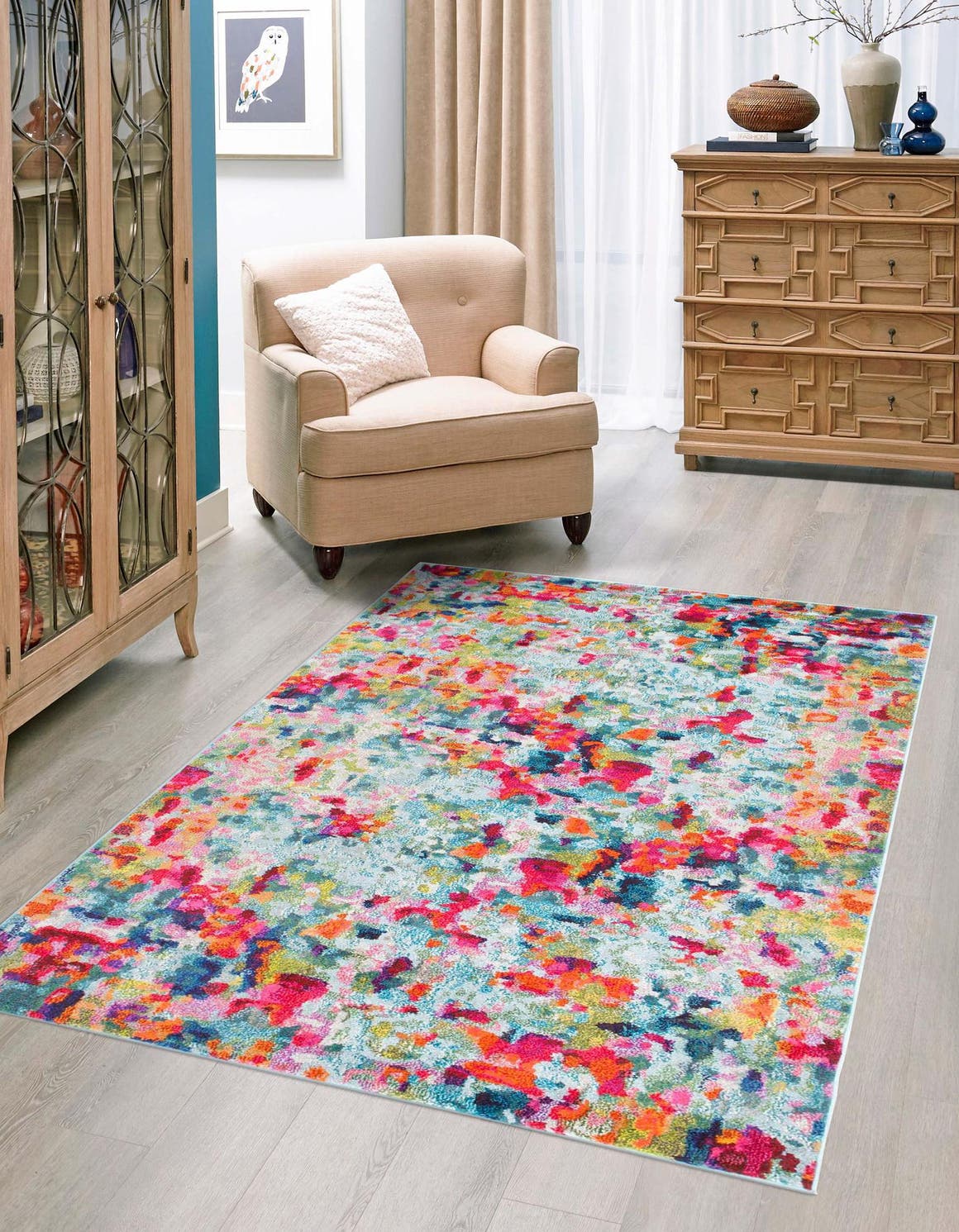 Multicolor 5' x 8' Chromatic Rectangle Area Rug 100% Polypropylene With Cotton Backing Abstract Modern Colorful Carpet Mat for Home Decor & Interior Design for Sale at Rug Engine