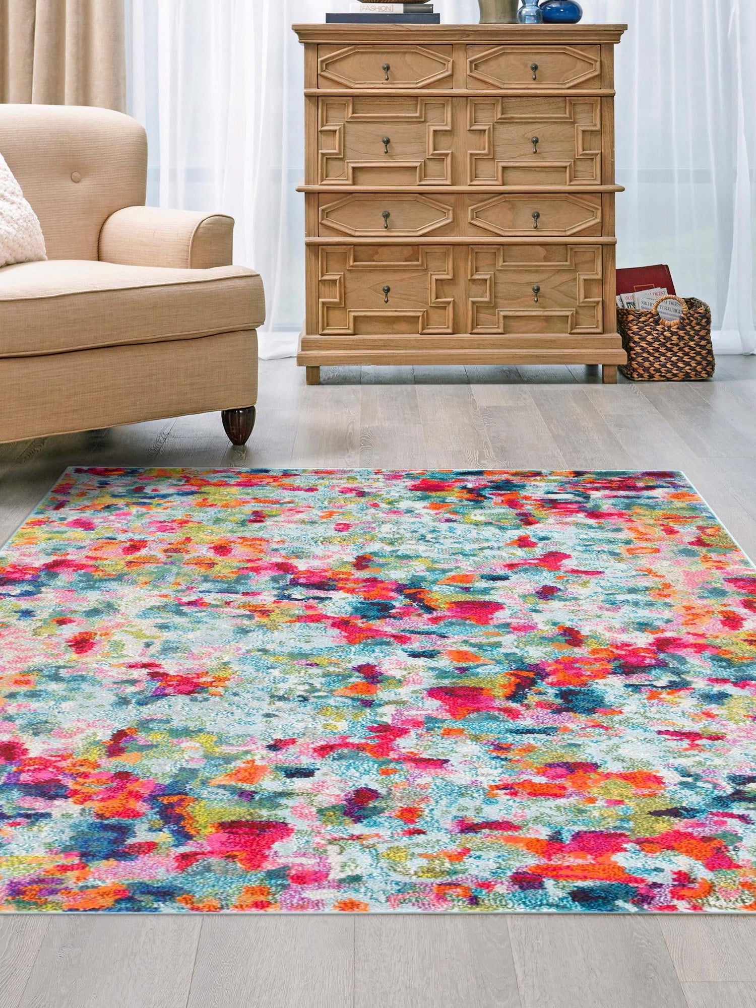 Multicolor 6' 1 x 9' Chromatic Rectangle Area Rug 100% Polypropylene With Cotton Backing Abstract Modern Colorful Carpet Mat for Home Decor & Interior Design for Sale at Rug Engine