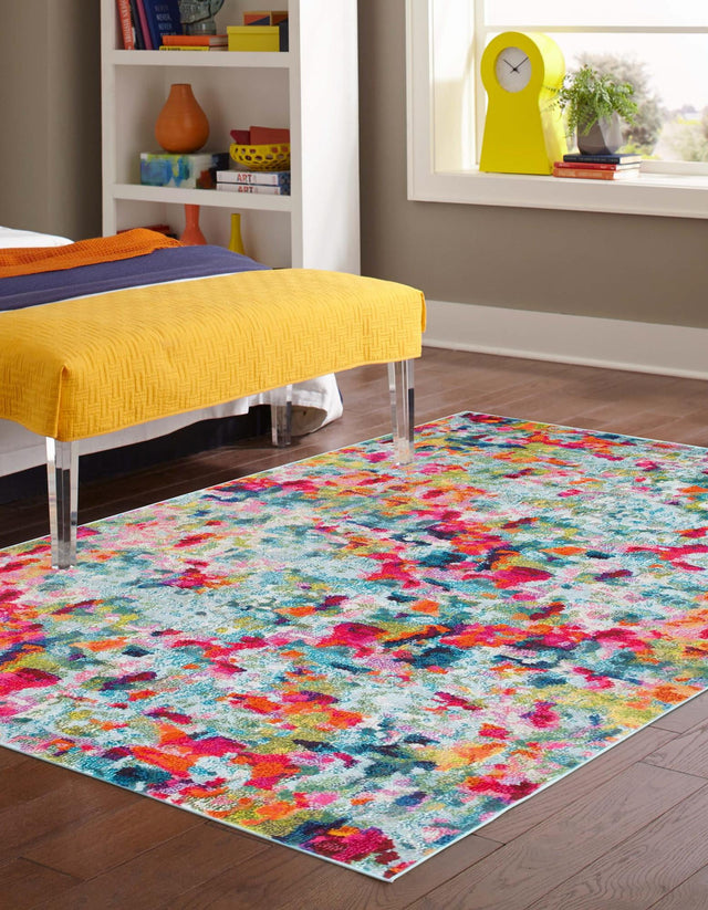Multicolor 2' x 3' 1 Chromatic Rectangle Area Rug 100% Polypropylene With Cotton Backing Abstract Modern Colorful Carpet Mat for Home Decor & Interior Design for Sale at Rug Engine