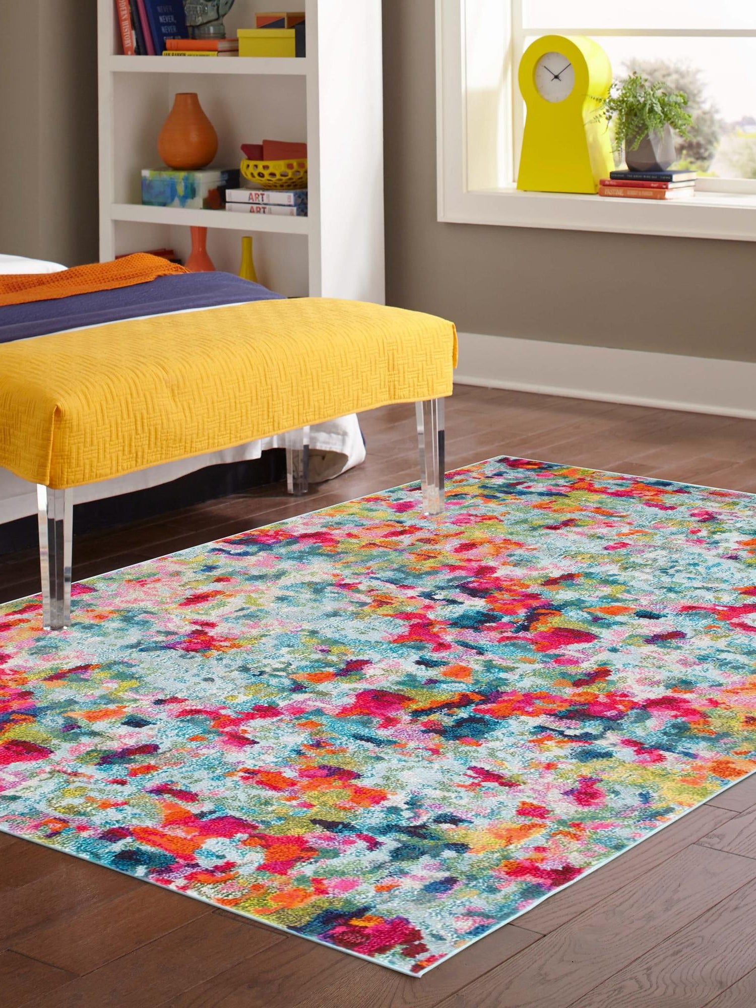 Multicolor 5' x 8' Chromatic Rectangle Area Rug 100% Polypropylene With Cotton Backing Abstract Modern Colorful Carpet Mat for Home Decor & Interior Design for Sale at Rug Engine
