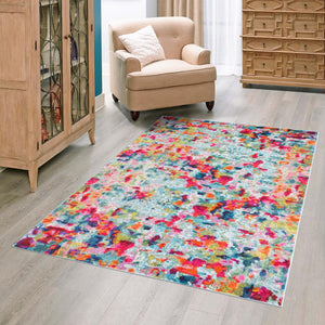 Multicolor 8' x 11' Chromatic Rectangle Area Rug 100% Polypropylene With Cotton Backing Abstract Modern Colorful Carpet Mat for Home Decor & Interior Design for Sale at Rug Engine