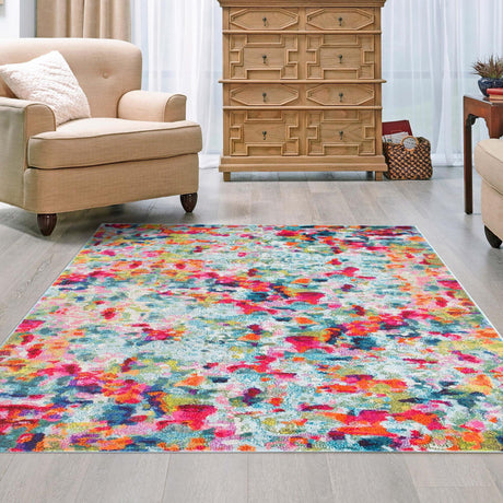 Multicolor 8' x 11' Chromatic Rectangle Area Rug 100% Polypropylene With Cotton Backing Abstract Modern Colorful Carpet Mat for Home Decor & Interior Design for Sale at Rug Engine