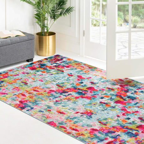 Multicolor 8' x 11' Chromatic Rectangle Area Rug 100% Polypropylene With Cotton Backing Abstract Modern Colorful Carpet Mat for Home Decor & Interior Design for Sale at Rug Engine