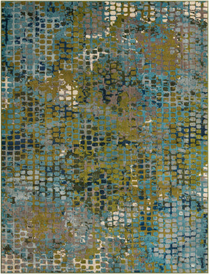 Blue Green 8' x 10' Chromatic Rectangle Area Rug 100% Polypropylene With Cotton Backing Abstract Modern Colorful Carpet Mat for Home Decor & Interior Design for Sale at Rug Engine