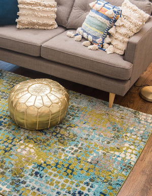 Blue Green 5' 1 x 8' Chromatic Rectangle Area Rug 100% Polypropylene With Cotton Backing Abstract Modern Colorful Carpet Mat for Home Decor & Interior Design for Sale at Rug Engine