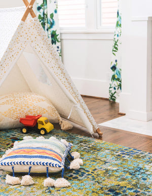 Blue Green 5' 1 x 8' Chromatic Rectangle Area Rug 100% Polypropylene With Cotton Backing Abstract Modern Colorful Carpet Mat for Home Decor & Interior Design for Sale at Rug Engine