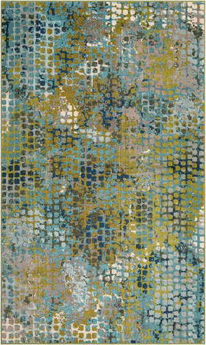 Blue Green 5' 1 x 8' Chromatic Rectangle Area Rug 100% Polypropylene With Cotton Backing Abstract Modern Colorful Carpet Mat for Home Decor & Interior Design for Sale at Rug Engine