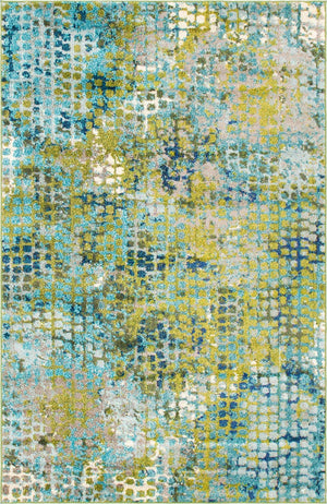 Blue Green 4' 1 x 6' 1 Chromatic Rectangle Area Rug 100% Polypropylene With Cotton Backing Abstract Modern Colorful Carpet Mat for Home Decor & Interior Design for Sale at Rug Engine