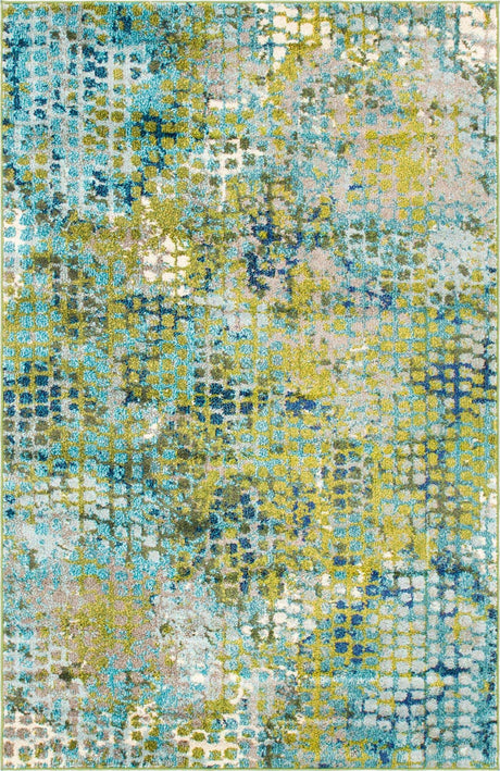 Blue Green 4' 1 x 6' 1 Chromatic Rectangle Area Rug 100% Polypropylene With Cotton Backing Abstract Modern Colorful Carpet Mat for Home Decor & Interior Design for Sale at Rug Engine