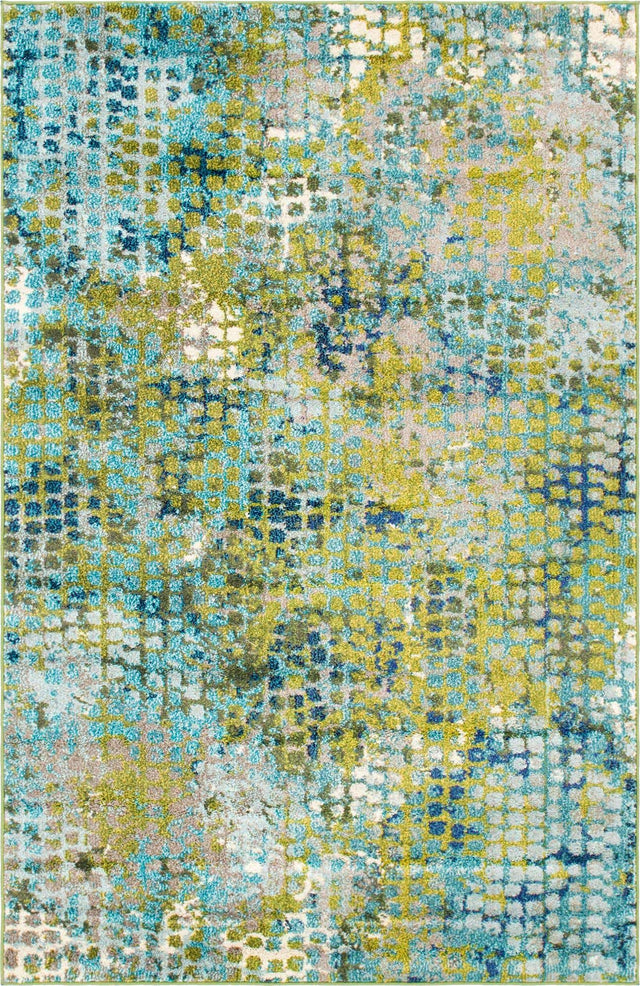 Blue Green 4' 1 x 6' 1 Chromatic Rectangle Area Rug 100% Polypropylene With Cotton Backing Abstract Modern Colorful Carpet Mat for Home Decor & Interior Design for Sale at Rug Engine