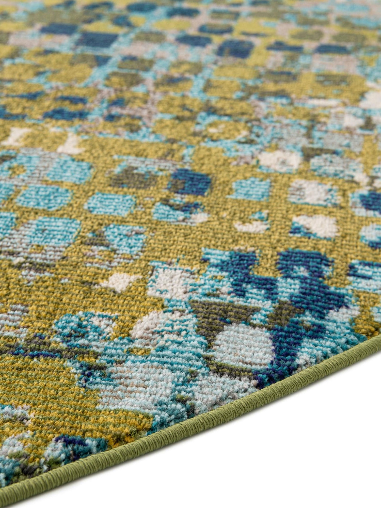 Blue Green 6' 1 x 6' 1 Chromatic Round Area Rug 100% Polypropylene With Cotton Backing Abstract Modern Colorful Carpet Mat for Home Decor & Interior Design for Sale at Rug Engine