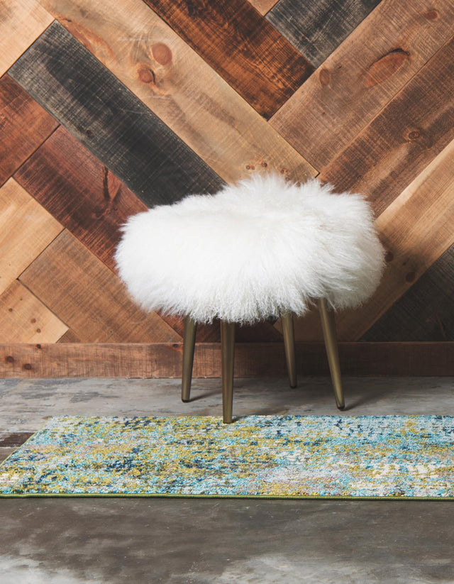 Blue Green 2' 7 x 10' Chromatic Runner Area Rug 100% Polypropylene With Cotton Backing Abstract Modern Colorful Carpet Mat for Home Decor & Interior Design for Sale at Rug Engine