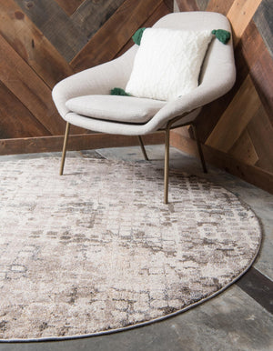 Gray 8' x 8' Chromatic Round Area Rug 100% Polypropylene With Cotton Backing Abstract Modern Colorful Carpet Mat for Home Decor & Interior Design for Sale at Rug Engine