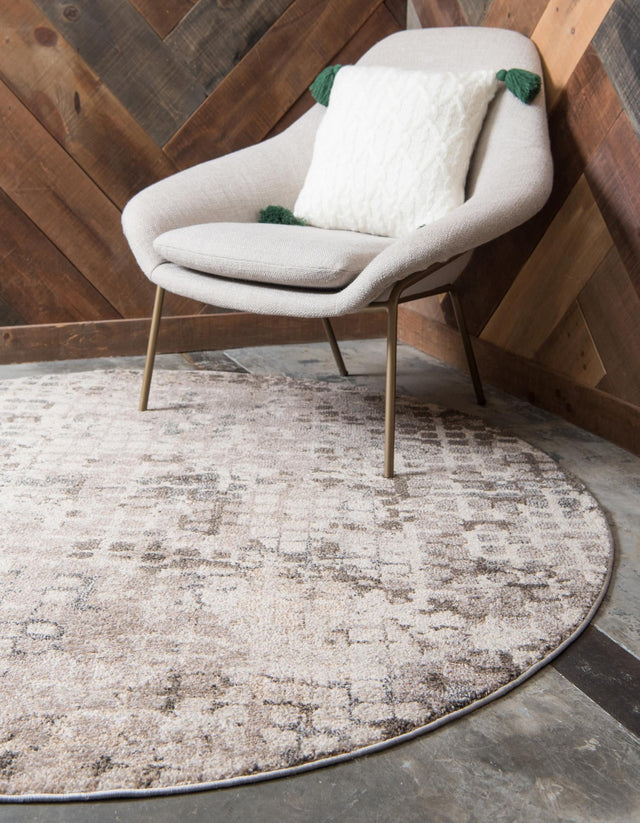 Gray 8' x 8' Chromatic Round Area Rug 100% Polypropylene With Cotton Backing Abstract Modern Colorful Carpet Mat for Home Decor & Interior Design for Sale at Rug Engine