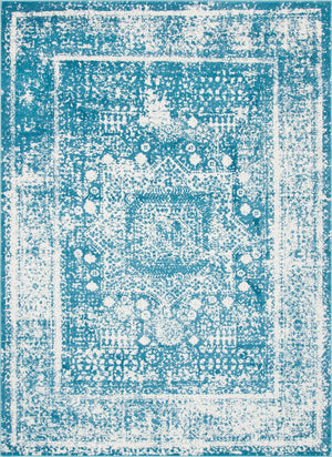 Blue 9' x 12' Rosso Rectangle Area Rug Vintage Distressed Faded Traditional Design Carpet for Unique Home Interior Design for Sale at Rug Engine
