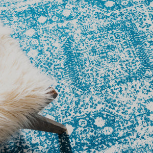 Blue 2' x 3' 1 Rosso Rectangle Area Rug Vintage Distressed Faded Traditional Design Carpet for Unique Home Interior Design for Sale at Rug Engine