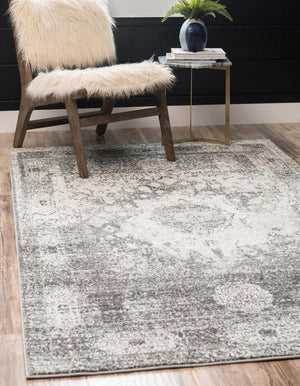 Gray 5' 1 x 8' Rosso Rectangle Area Rug Vintage Distressed Faded Traditional Design Carpet for Unique Home Interior Design for Sale at Rug Engine