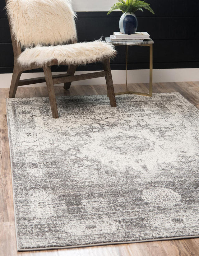 Gray 5' 1 x 8' Rosso Rectangle Area Rug Vintage Distressed Faded Traditional Design Carpet for Unique Home Interior Design for Sale at Rug Engine