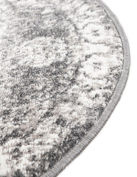 Gray 10' x 10' Rosso Round Area Rug Vintage Distressed Faded Traditional Design Carpet for Unique Home Interior Design for Sale at Rug Engine