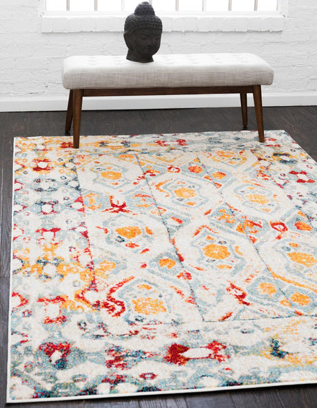 Multicolor 4' 1 x 6' 1 Rosso Rectangle Area Rug Vintage Distressed Faded Traditional Design Carpet for Unique Home Interior Design for Sale at Rug Engine