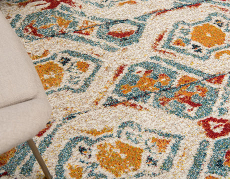 Multicolor 8' x 8' Rosso Round Area Rug Vintage Distressed Faded Traditional Design Carpet for Unique Home Interior Design for Sale at Rug Engine
