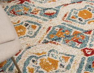 Multicolor 4' 1 x 4' 1 Rosso Round Area Rug Vintage Distressed Faded Traditional Design Carpet for Unique Home Interior Design for Sale at Rug Engine
