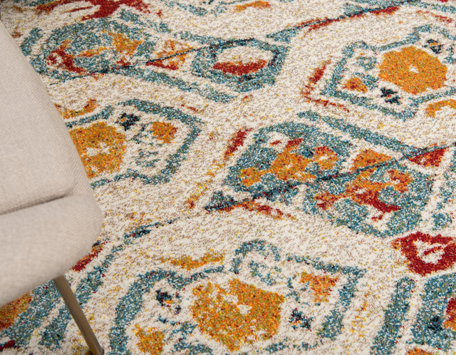 Multicolor 4' 1 x 4' 1 Rosso Round Area Rug Vintage Distressed Faded Traditional Design Carpet for Unique Home Interior Design for Sale at Rug Engine