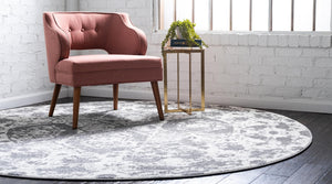 Light Gray 3' 3 x 3' 3 Rosso Round Area Rug Vintage Distressed Faded Traditional Design Carpet for Unique Home Interior Design for Sale at Rug Engine